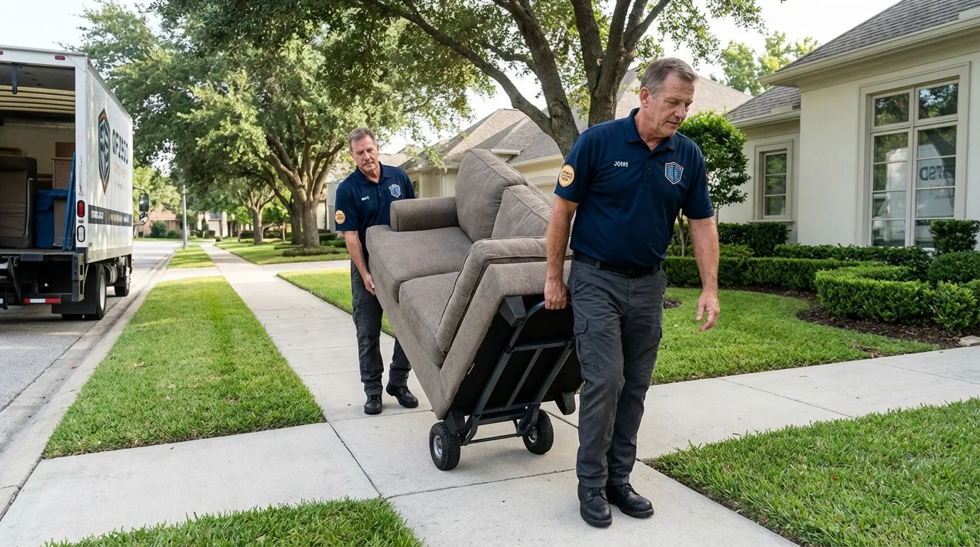 Local residential moving crew loading furniture in Atlantic Beach, NY